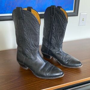 Mens Nocona Black Leather Cowboy Boots 8.5D